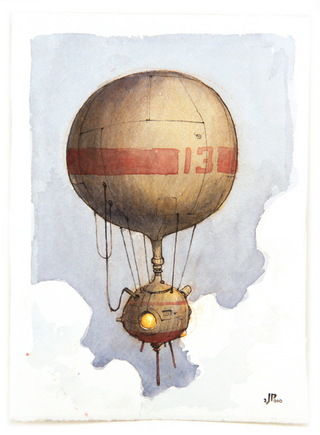 Illustration for article titled The airship emerged from jagged peaks, its body swollen with gas
